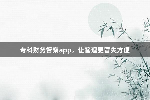 专科财务督察app，让答理更冒失方便
